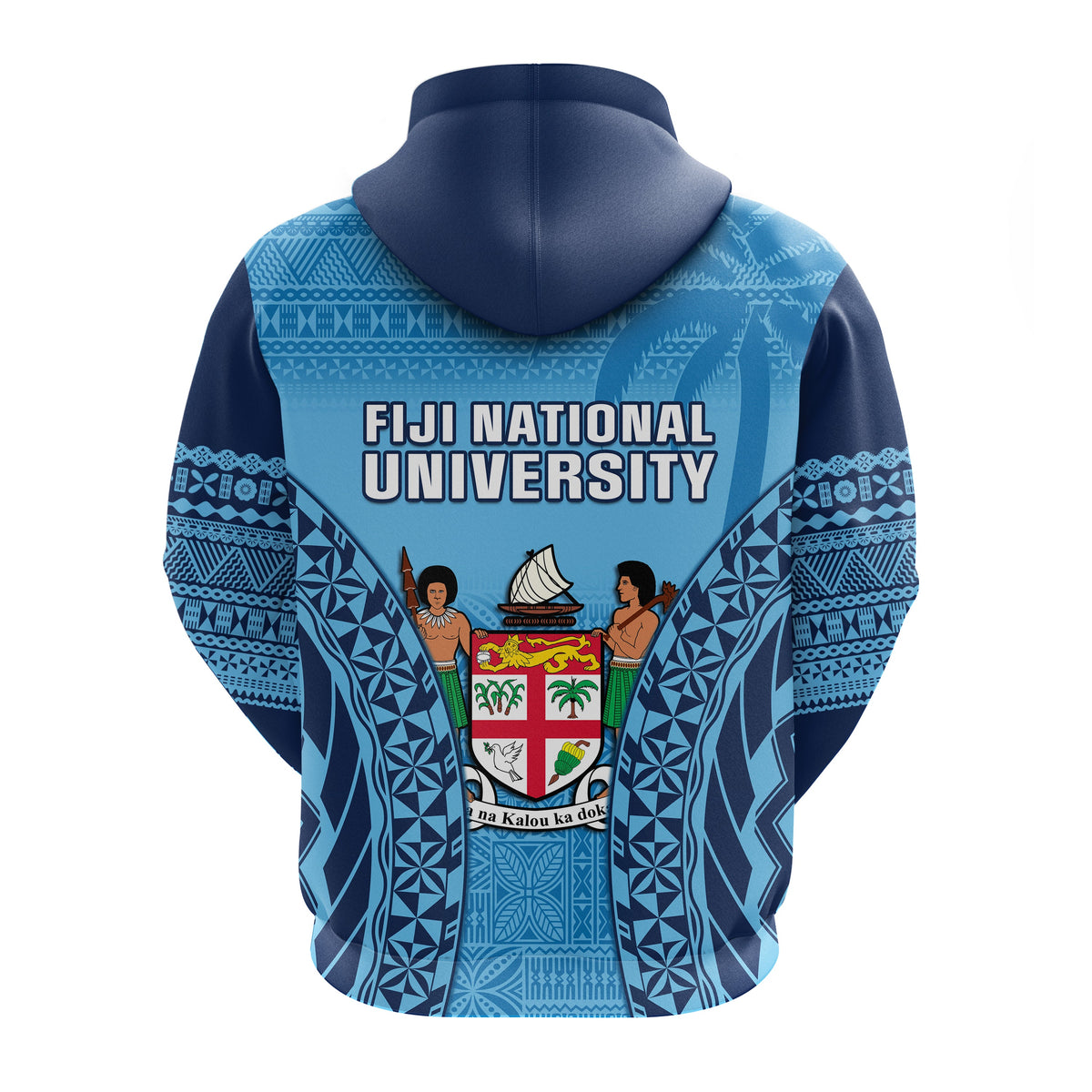 Fiji University Hoodie National Fijian Tapa Pattern Blue LT14 - Polynesian Pride