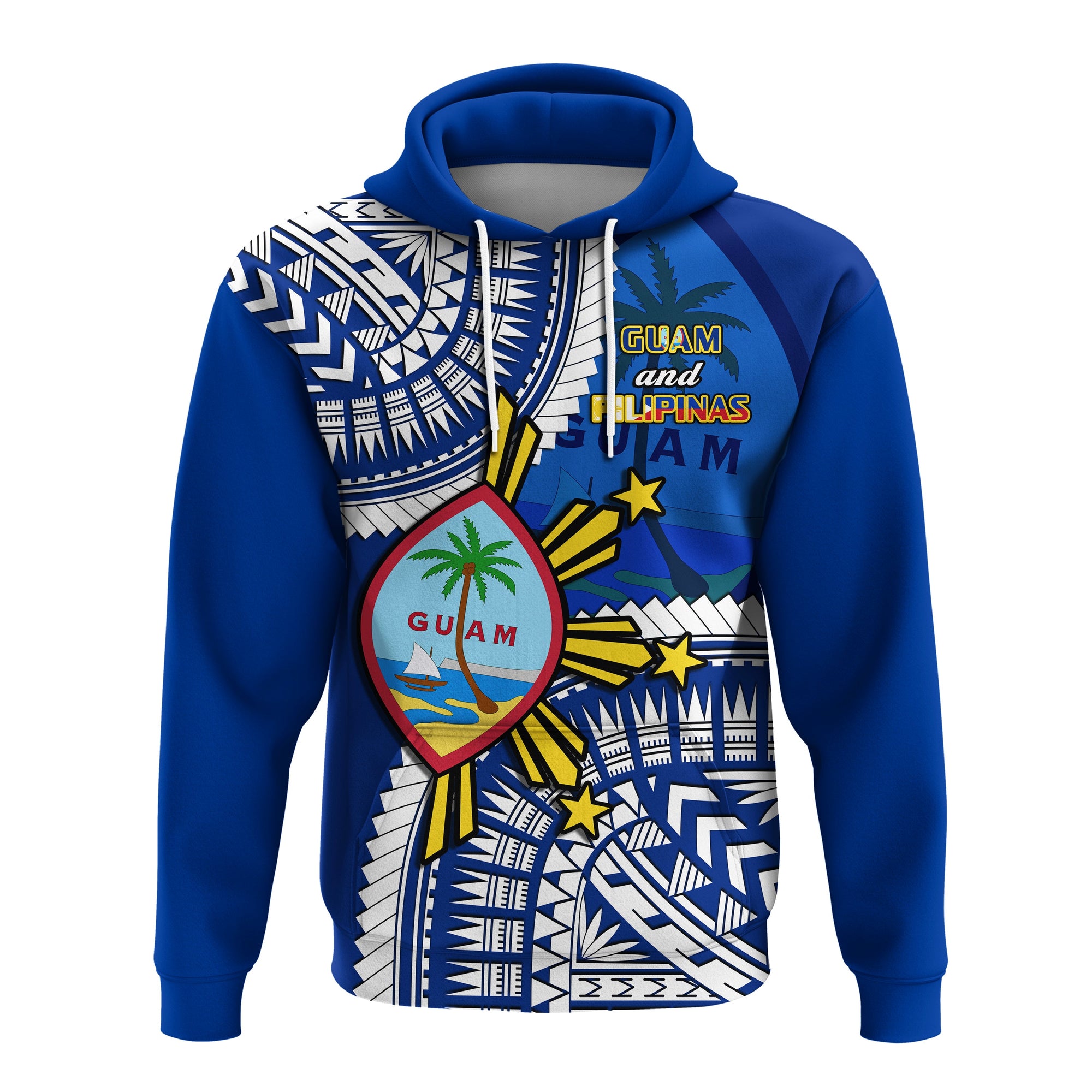 Custom Guam Philippines Hoodie Guaman Filipinas Together Blue LT14 Pullover Hoodie Blue - Polynesian Pride