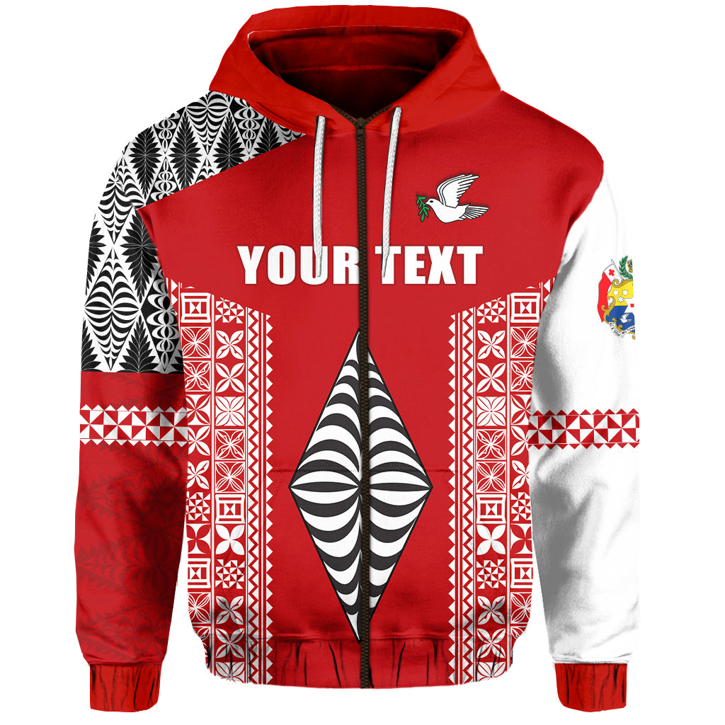 Custom Tonga Rugby Zip Hoodie Mate Maa Tonga LT13 Unisex Red - Polynesian Pride