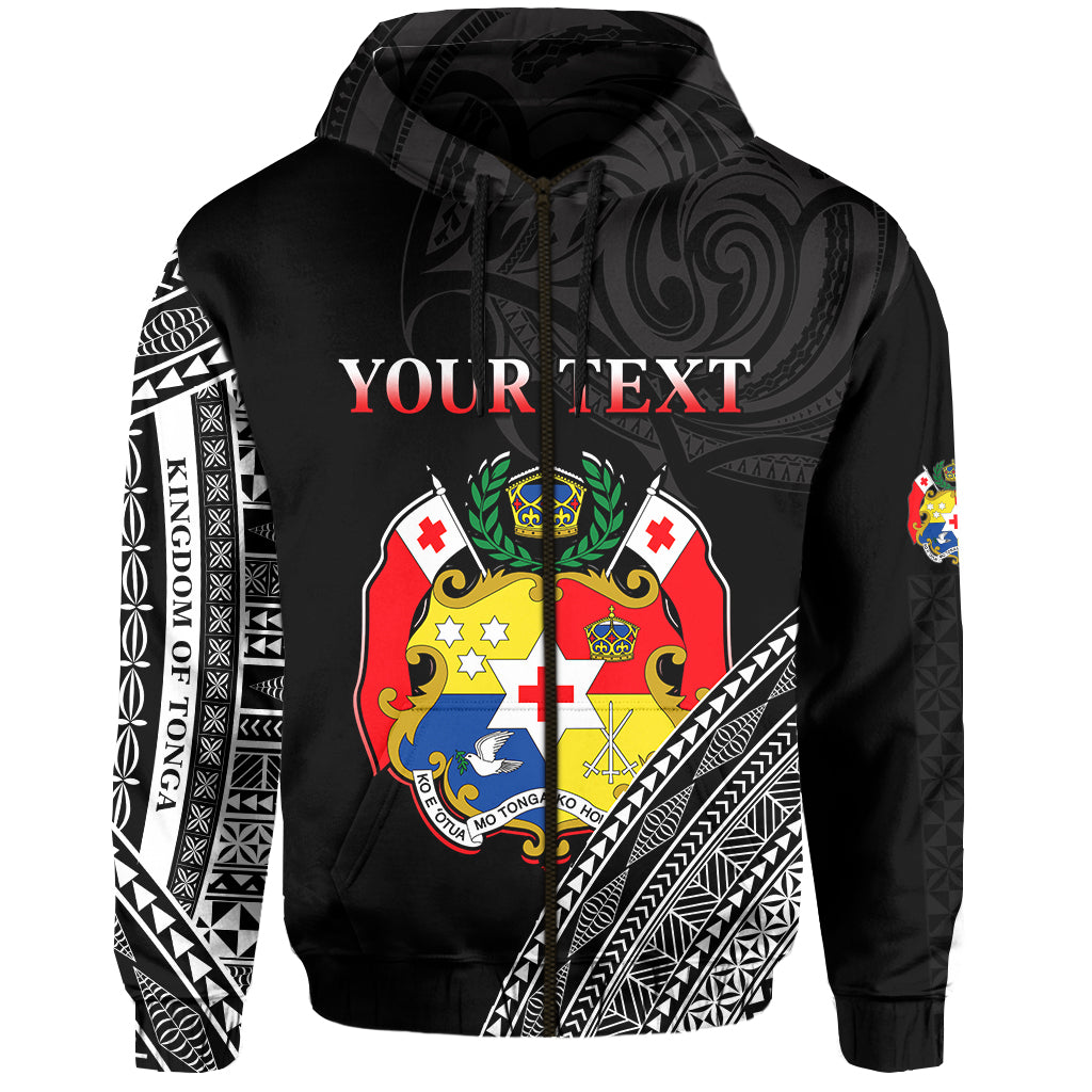 Custom Tonga Zip Hoodie Tongan Pattern Blithesome Version Black LT13 Unisex Black - Polynesian Pride