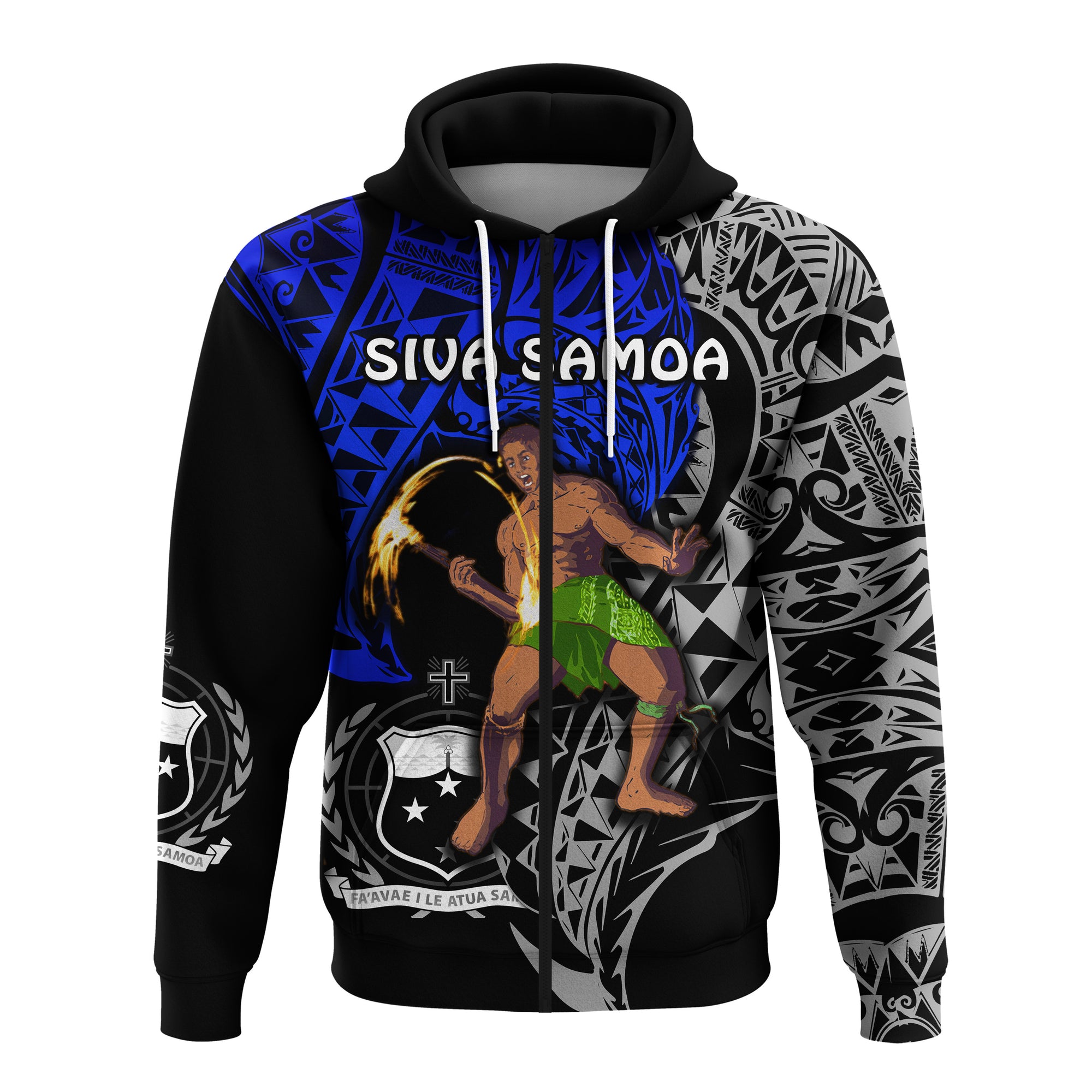 Siva Samoa Zip Hoodie Samoan Dance Mix Blue Polynesian LT13 Unisex Blue - Polynesian Pride