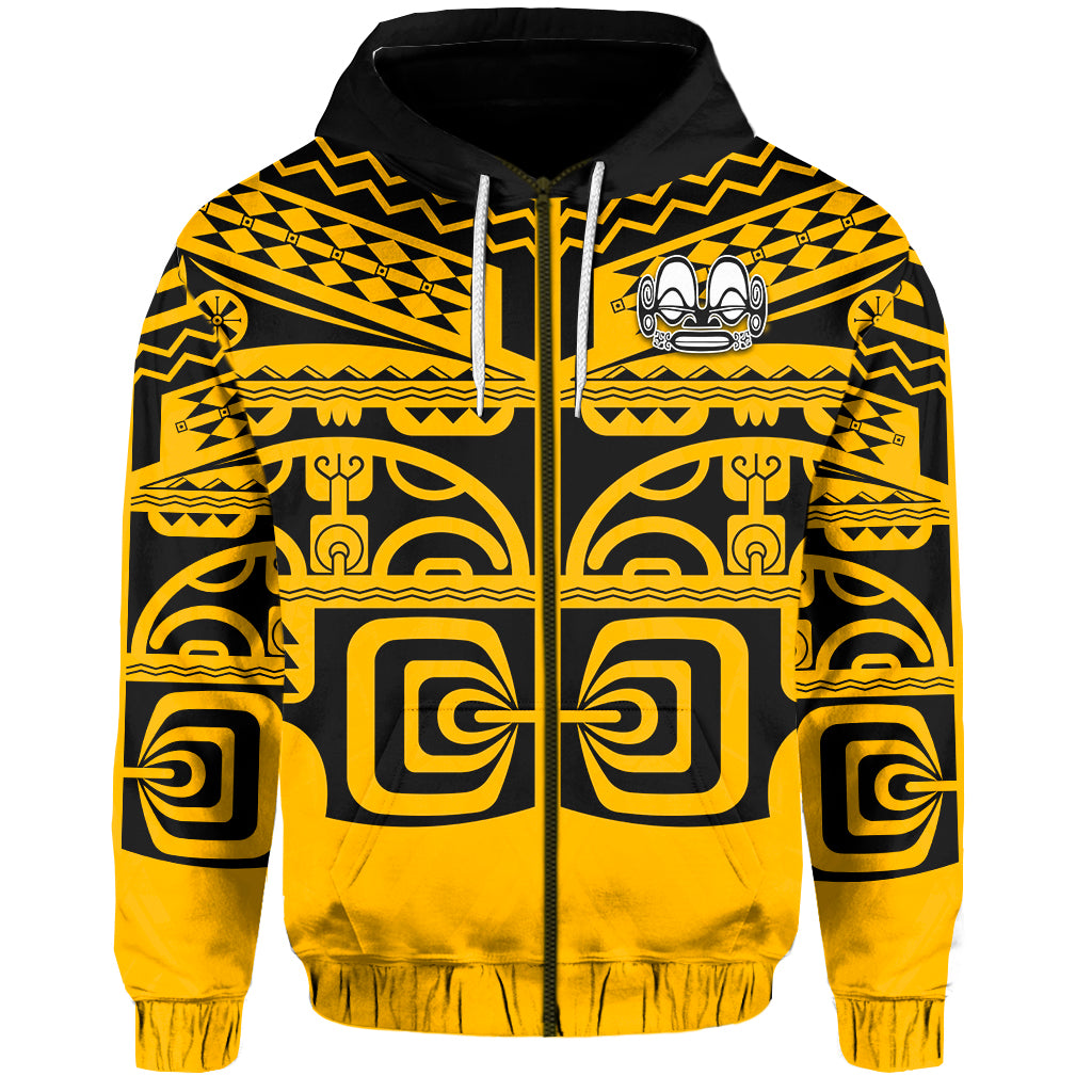 Marquesas Islands Zip Hoodie Marquesas Tattoo Version 02 LT13 Unisex Gold - Polynesian Pride