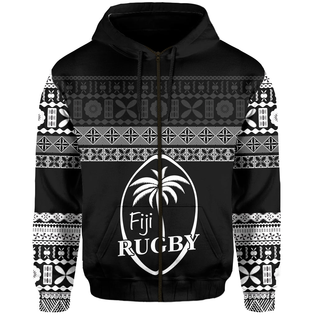 Fiji Rugby Zip Hoodie Lifestyle 2022 Flying Fijians LT13 Unisex Black - Polynesian Pride