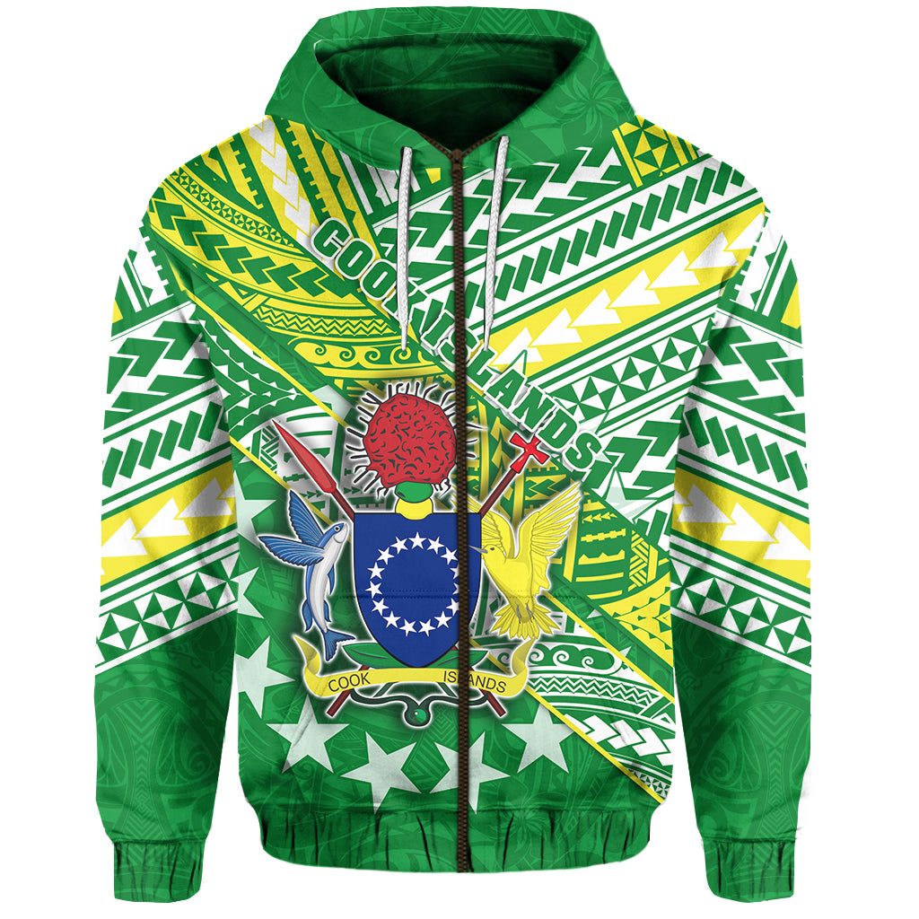 Cook Islands Rugby Zip Hoodie New Breathable LT13 Unisex Green - Polynesian Pride