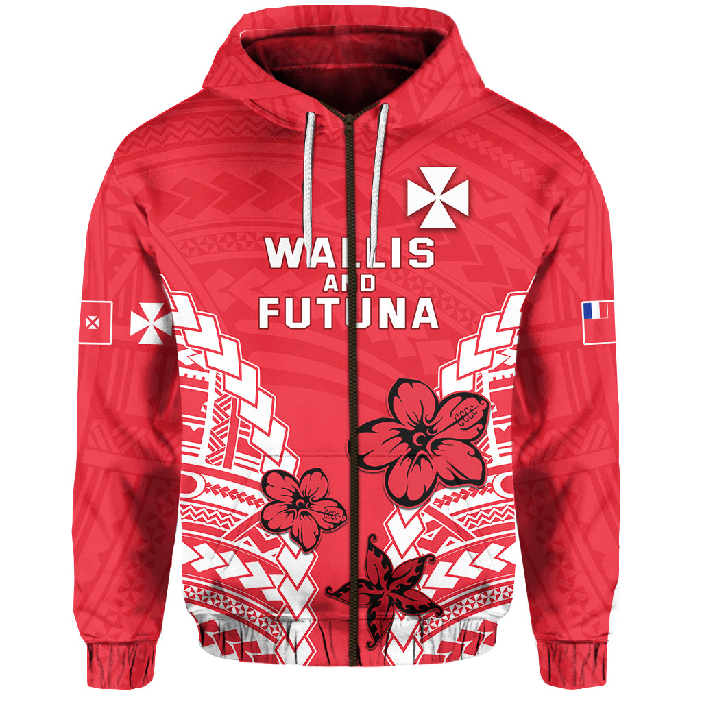 Wallis and Futuna Zip Hoodie Impressive LT13 Unisex Red - Polynesian Pride