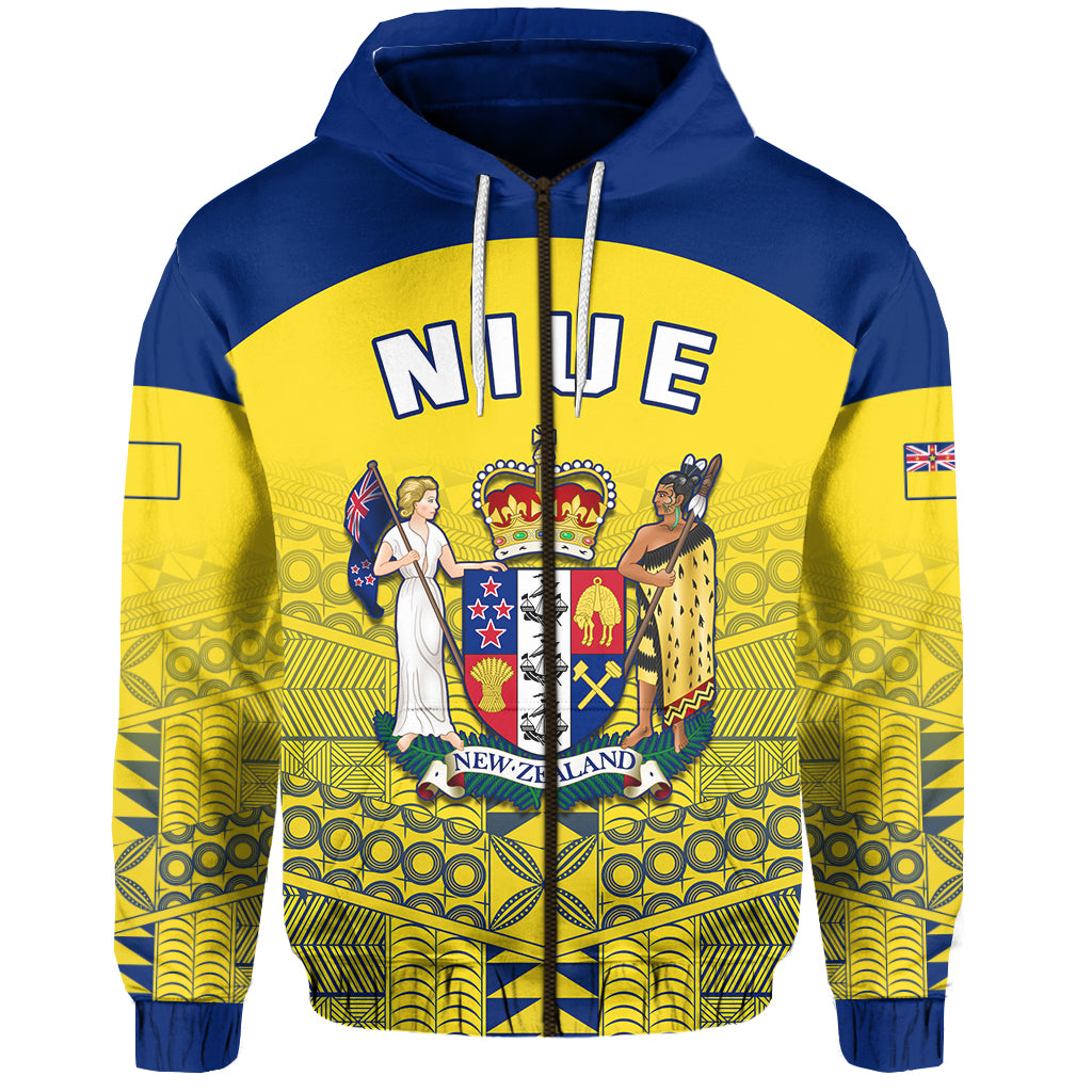 Niue Zip Hoodie Rock of Polynesia (Golden) LT13 Unisex Golden - Polynesian Pride