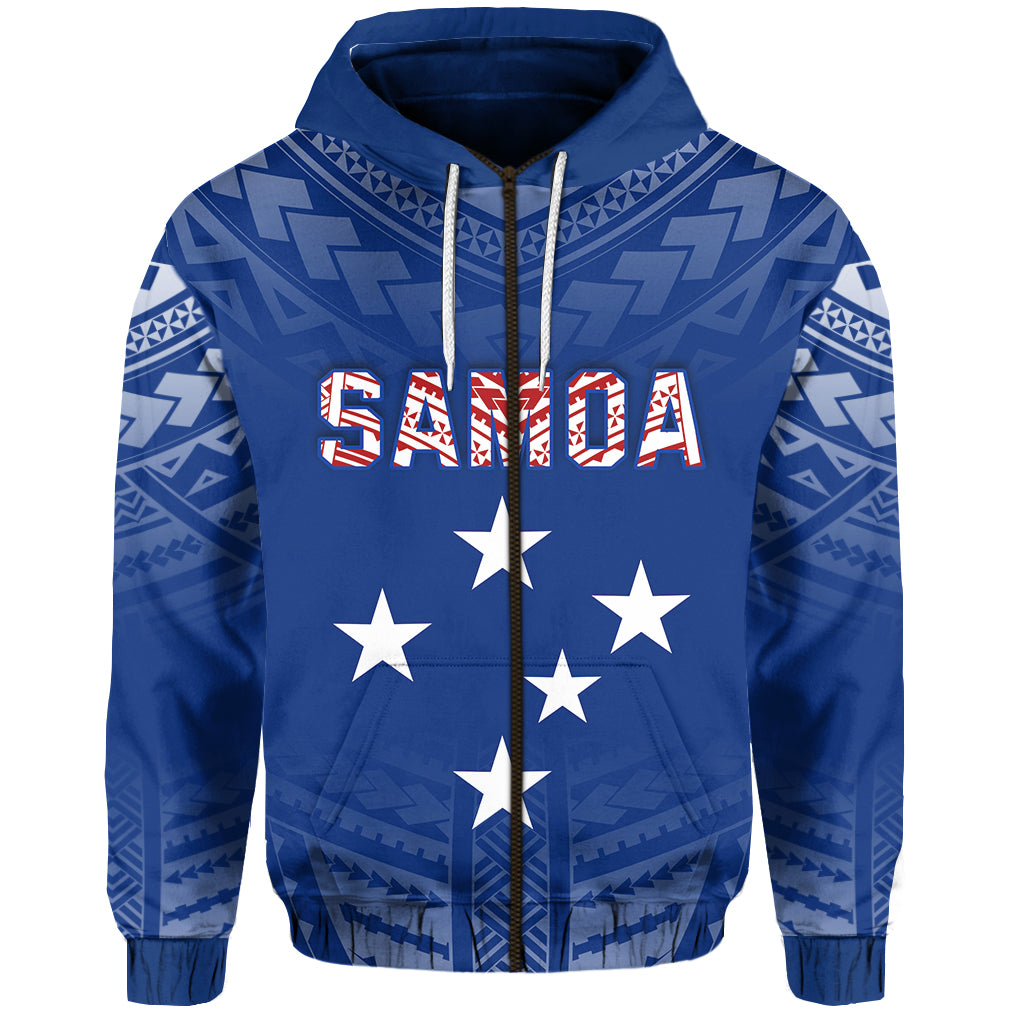 Samoa Zip Hoodie Simple Polynesian LT13 Unisex Blue - Polynesian Pride