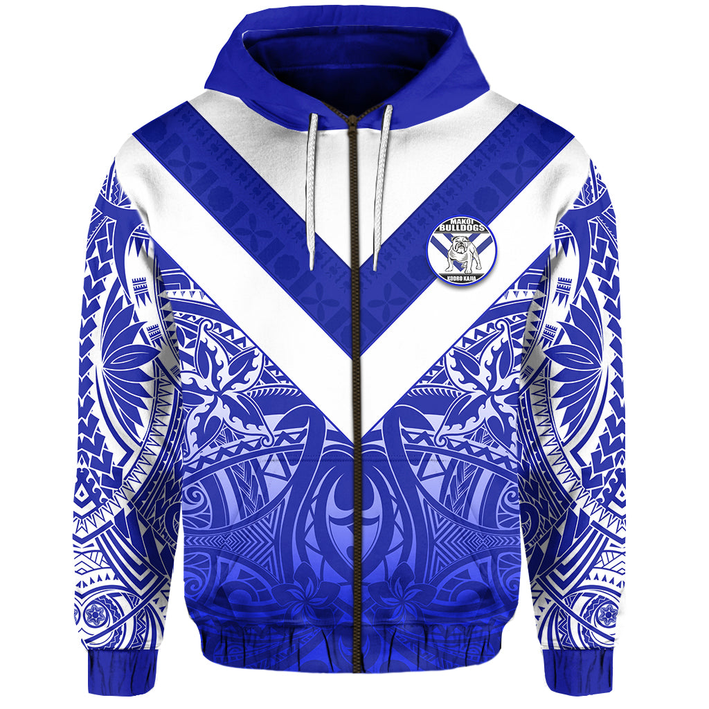 Makoi Bulldogs Zip Hoodie Forever Fiji Rugby Version Fresh 02 LT13 Unisex Blue - Polynesian Pride