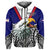 American Samoa Hoodie Bald Eagle Mix Polynesian LT13 Zip Hoodie Blue - Polynesian Pride