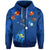 Hawaiian Islands Zip Hoodie Hawaii Tropical Flowers and Turtles Blue LT13 Unisex Blue - Polynesian Pride