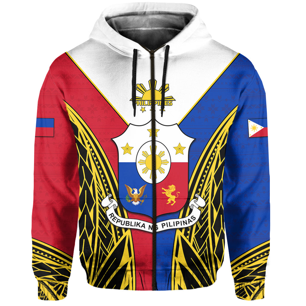 Custom Philippines Zip Hoodie Sun Rayonnant LT13 - Polynesian Pride