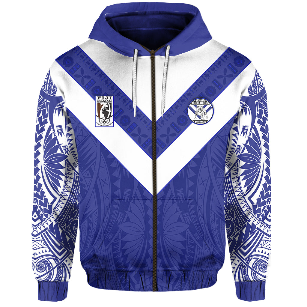 Makoi Bulldogs Zip Hoodie Forever Fiji Rugby LT13 Unisex Blue - Polynesian Pride