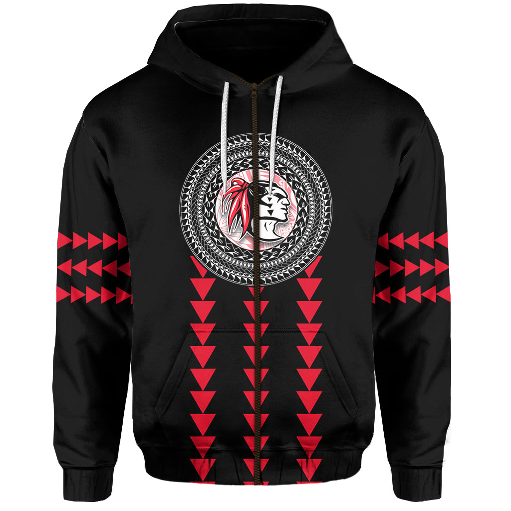 Red Raiders Zip Hoodie Kahuku School LT13 Unisex Black - Polynesian Pride