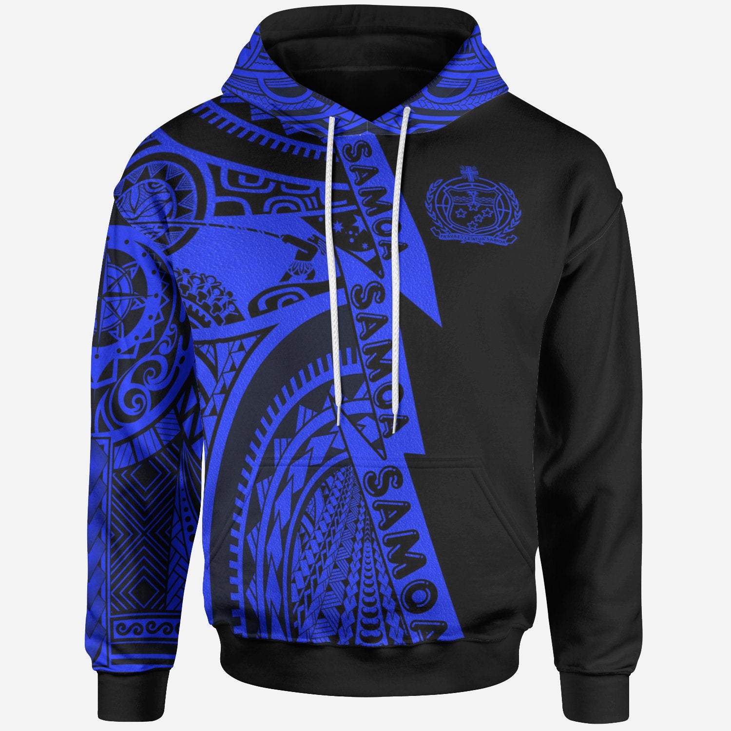 Samoall Over Hoodie Samoa Coat ofrms Blue New Unisex Blue - Polynesian Pride