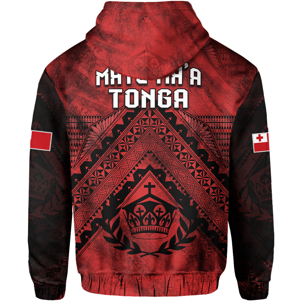 Tonga Rugby MMT Hoodie Ngatu Mate Maa Tonga Grunge LT13 - Polynesian Pride