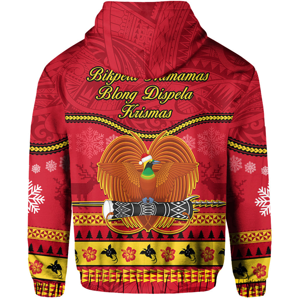 Papua New Guinea Christmas Hoodie Bird of Paradise Bikpela Hamamas Blong Dispela Krismas LT14 - Polynesian Pride