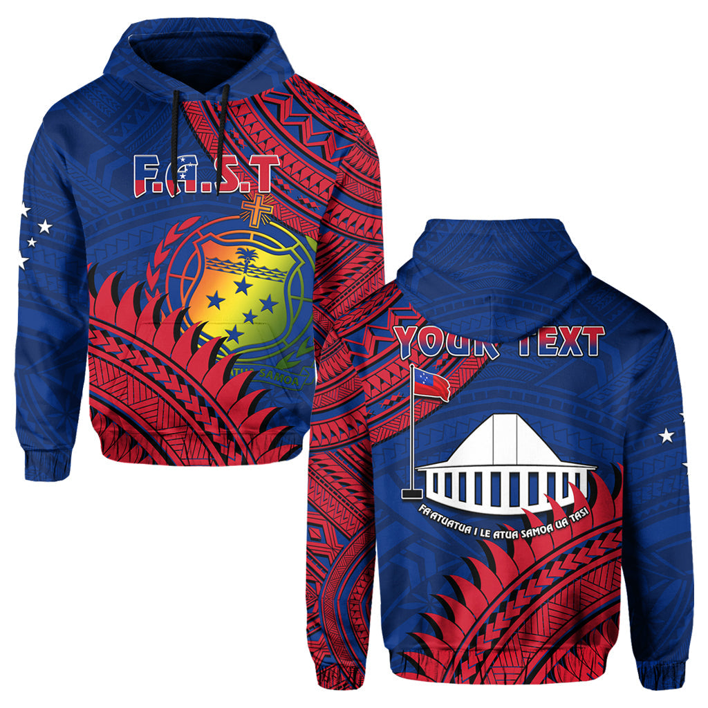 Custom F.A.S.T Samoa Hoodie Samoan Coat of Arms Polynesian Pattern LT14 Pullover Hoodie Blue - Polynesian Pride