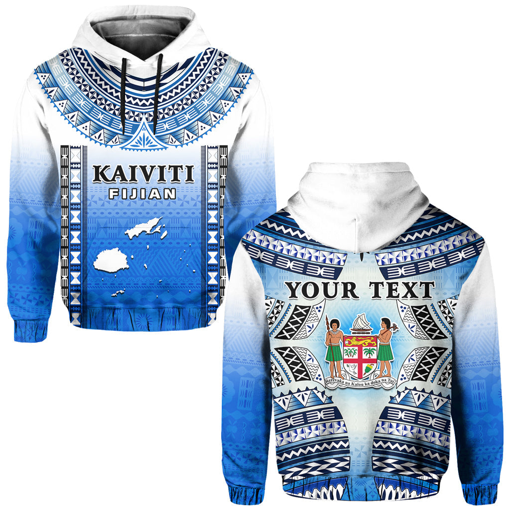 Custom Text and Number Fiji Hoodie Kaiviti Fijian Special Tapa Pattern LT14 Pullover Hoodie Blue - Polynesian Pride