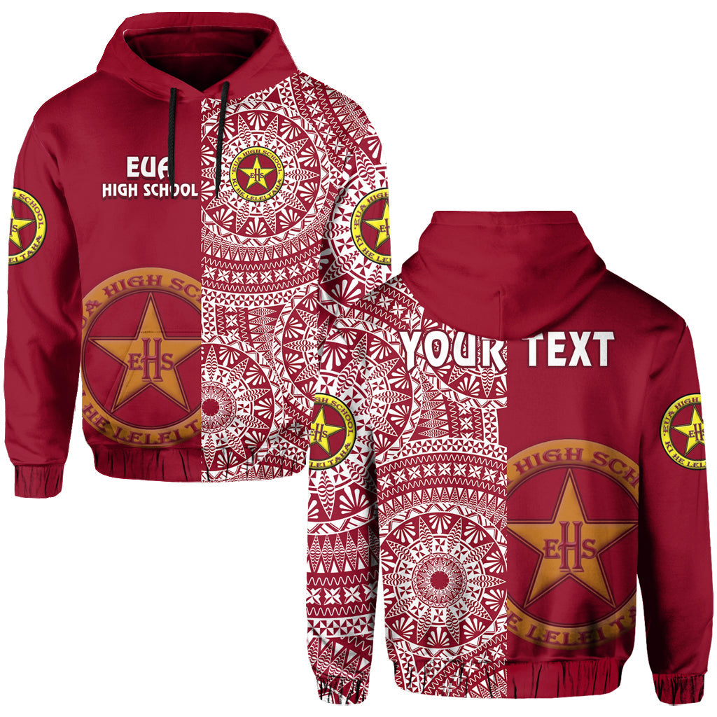 Custom Tonga Eua High School Hoodie Tongan Ngatu Pattern LT14 Hoodie Maroon - Polynesian Pride