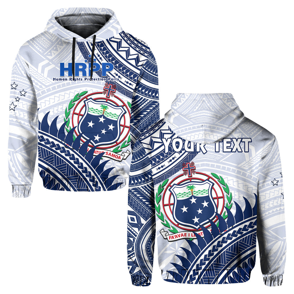 Custom HRPP Samoa Hoodie Samoan Coat of Arms Polynesian Pattern LT14 Pullover Hoodie White - Polynesian Pride