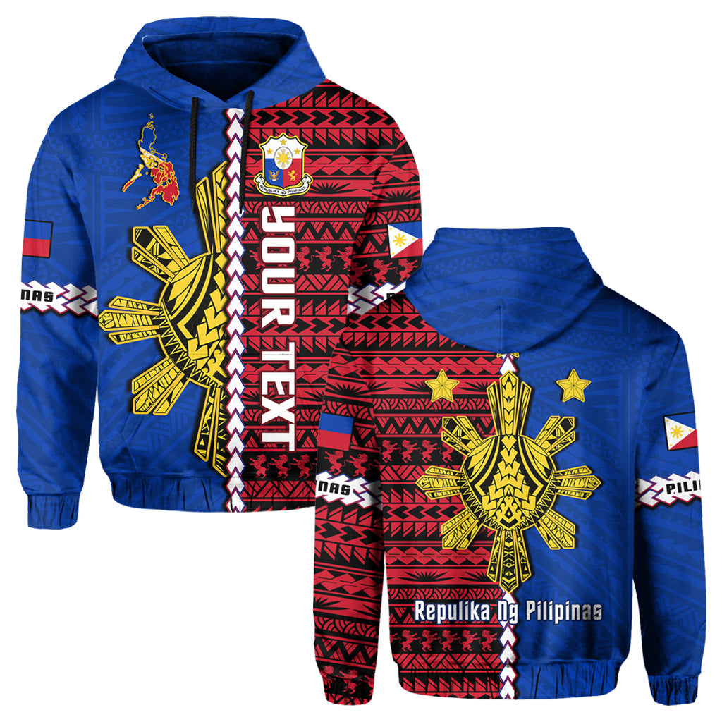 Custom Philippines Hoodie Pilipinas Sun Mix Polynesian Pattern LT14 Hoodie Red - Polynesian Pride