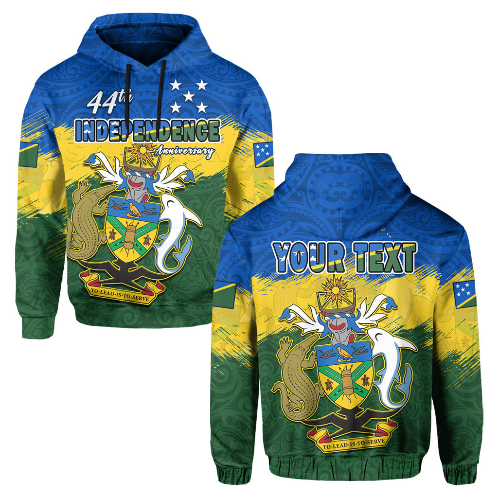 Custom Solomon Islands Hoodie Happy 44th Independence Anniversary Polynesian Pattern LT14 Hoodie Blue - Polynesian Pride