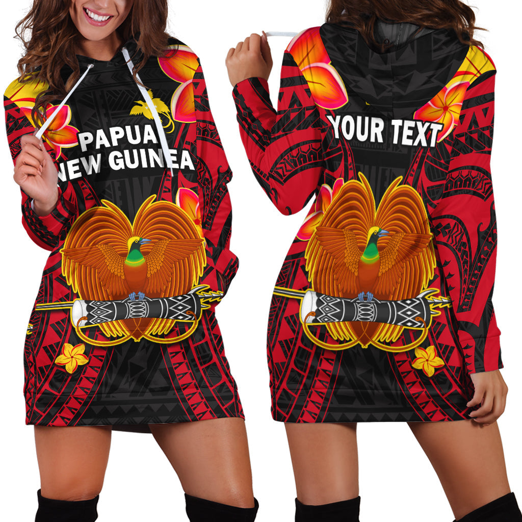 (Custom Personalised) Papua New Guinea Hoodie Dress PNG Bird Of Paradise Polynesian Pattern LT14 Black - Polynesian Pride