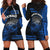 Hawaii Hoodie Dress Kakau Warrior Helmet Gradient Blue Polynesian LT14 Blue - Polynesian Pride