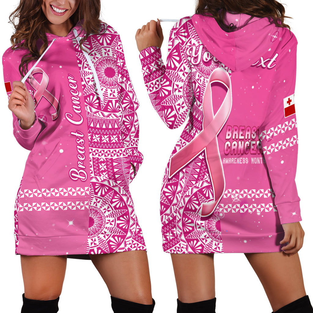 (Custom Personalised) Tonga Breast Cancer Hoodie Dress Tongan Ngatu Pattern No One Fights Alone LT14 Pink - Polynesian Pride