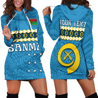 (Custom Personalised) Sanma Province Hoodie Dress Vanuatu Pig Tusk Polynesian Flag Style LT14 Blue - Polynesian Pride