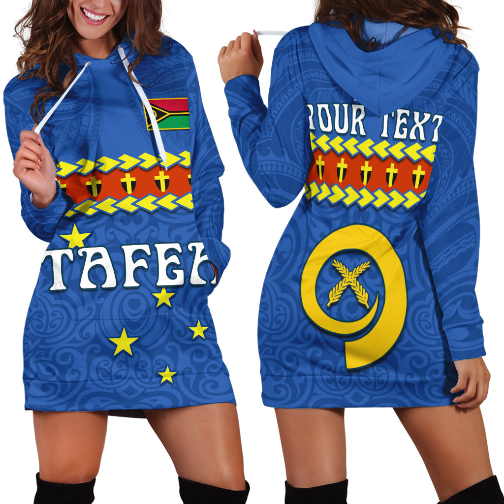 (Custom Personalised) Tafea Province Hoodie Dress Vanuatu Pig Tusk Polynesian Flag Style LT14 Blue - Polynesian Pride