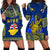 Niue Hoodie Dress Happy Constitution Day Niuean Hiapo Crab With Map LT14 Blue - Polynesian Pride