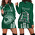 Hawaii Football Hoodie Dress Kakau Rainbow Warriors Helmet LT14 Green - Polynesian Pride