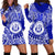 (Custom Text And Number) Hawaii Hoodie Dress Moanalua High School Tribal Kakau LT14 Blue - Polynesian Pride