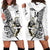 (Custom Text And Number) New Zealand Silver Fern Rugby Hoodie Dress All Black Maori Version White LT14 White - Polynesian Pride