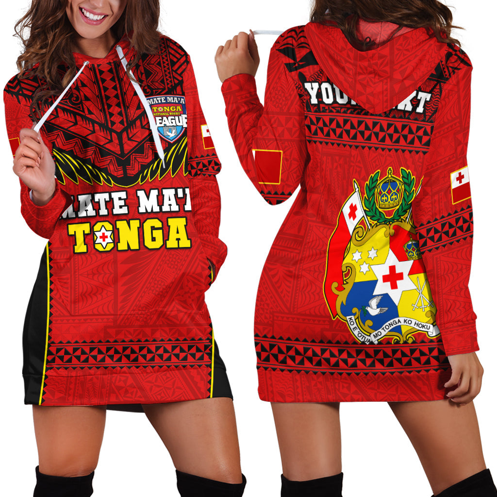 (Custom Personalised) Tonga Rugby Hoodie Dress Mate Maa Tonga Pacific Ngatu Black LT14 Red - Polynesian Pride