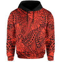 Custom Hawaii Hoodie Polynesian Tribal Art Ver.02 LT14 Pullover Hoodie Red - Polynesian Pride