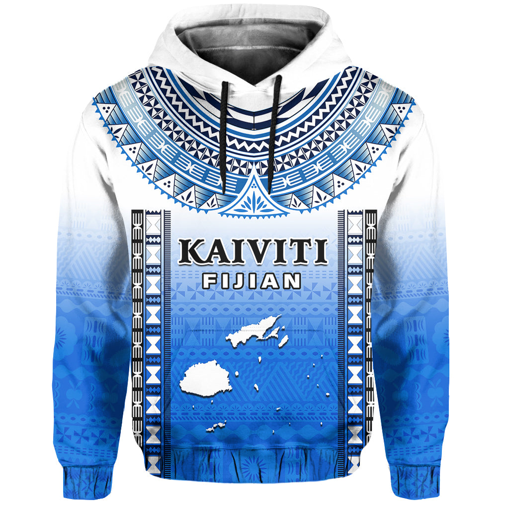 Fiji Hoodie Kaiviti Fijian Special Tapa Pattern LT14 Pullover Hoodie Blue - Polynesian Pride