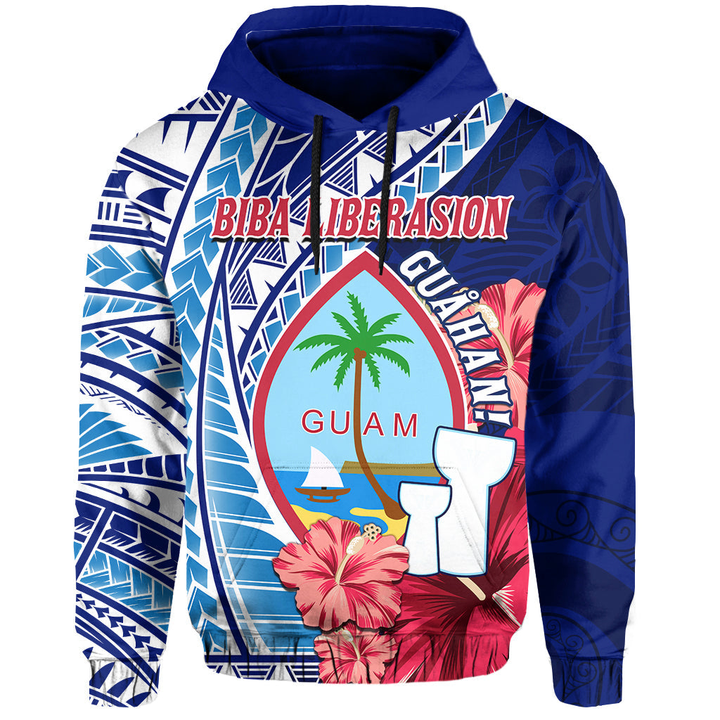 Guam Chamorro Hoodie Happy Liberation Day Latte Stone LT13 Hoodie Blue - Polynesian Pride