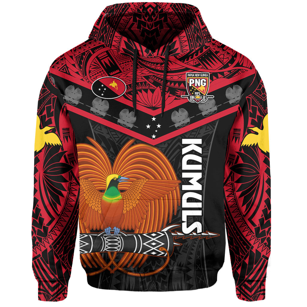 Papua New Guinea Rugby Hoodie PNG Kumuls Bird of Paradise Black LT14 Hoodie Black - Polynesian Pride