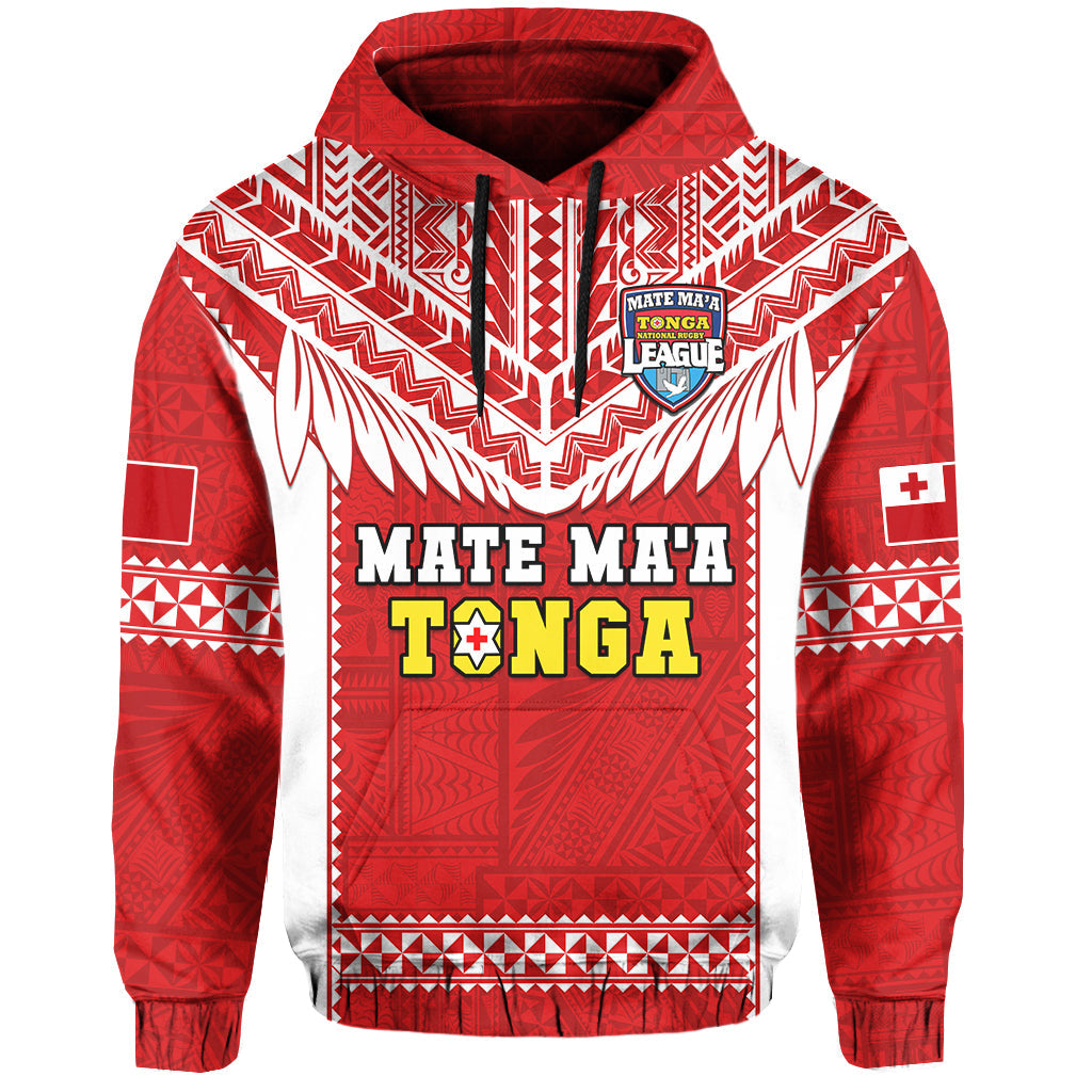 Tonga Rugby Hoodie Mate Maa Tonga Pacific Ngatu White LT14 Pullover Hoodie Red - Polynesian Pride