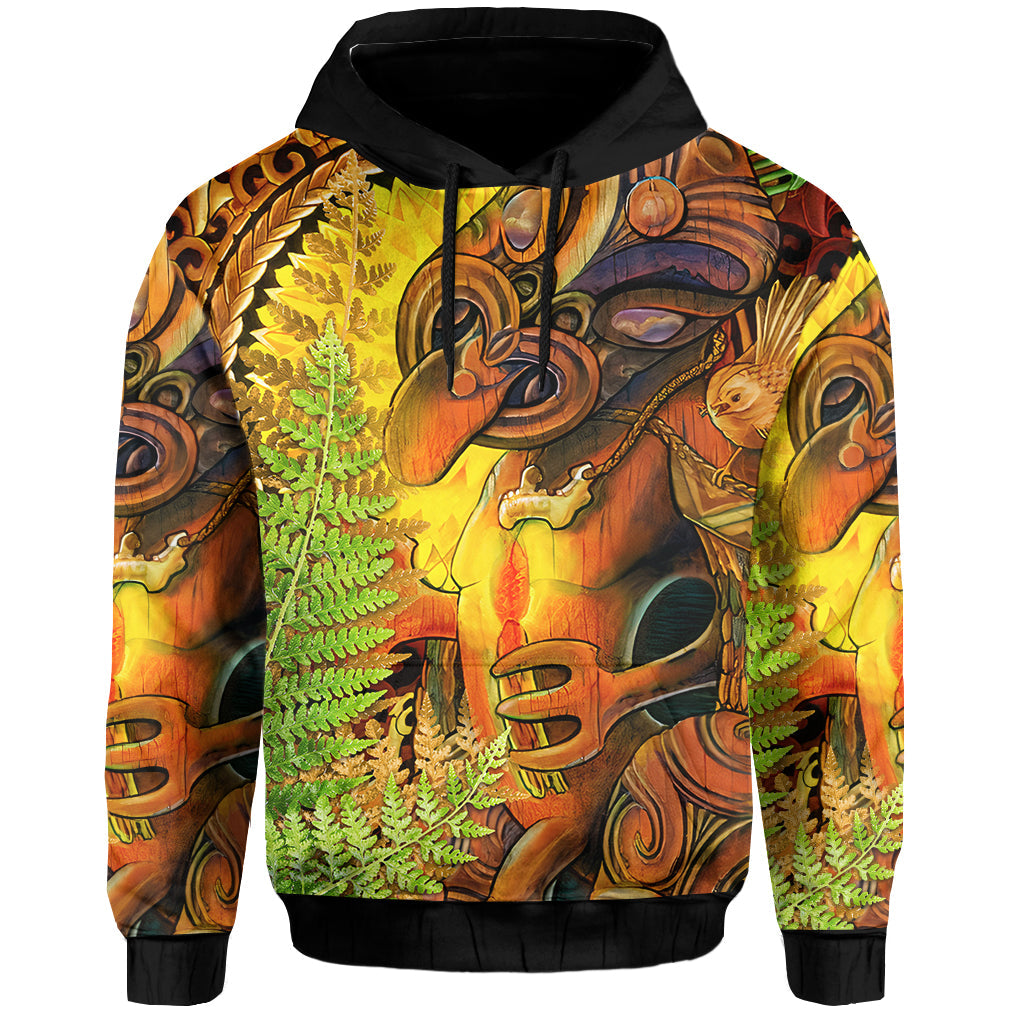 Custom Hei Tiki Maori Hoodie Fern Aotearoa Ta Moko Sun LT13 Art - Polynesian Pride