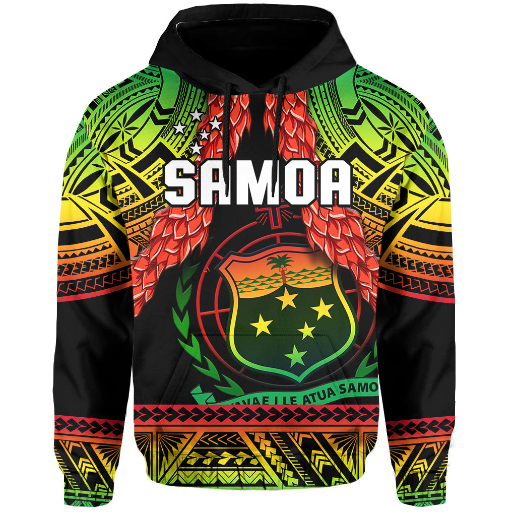 (Custom Text and Number) Samoa Rugby Hoodie Teuila Torch Ginger Gradient Style LT14 - Polynesian Pride