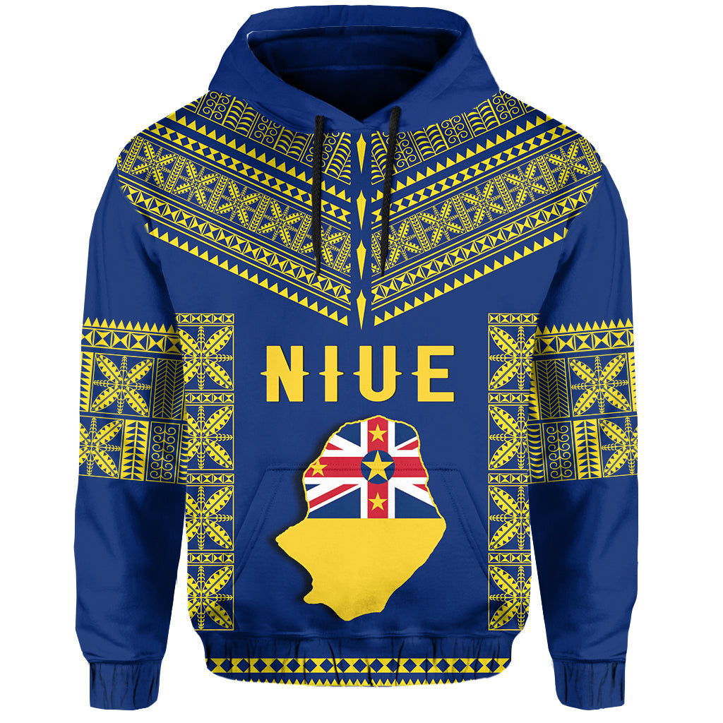 Custom Niue Hoodie Happy Constitution Day Niuean Hiapo Crab With Map LT14 - Polynesian Pride