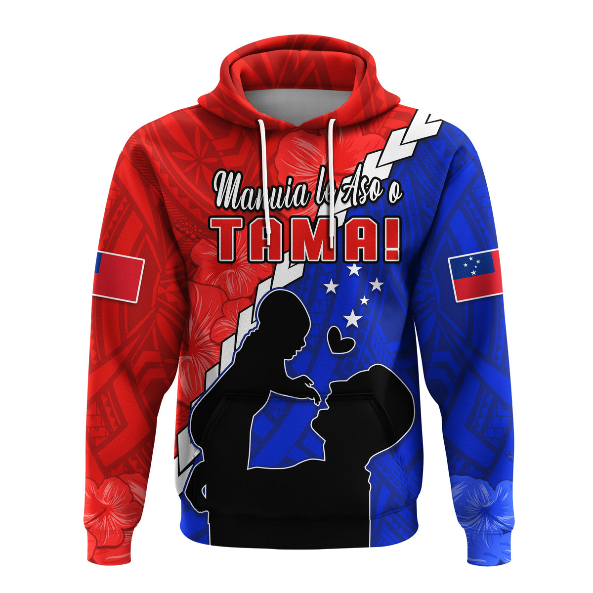 Custom Happy Samoan Fathers Day Hoodie Hibiscus Mix Polynesian Pattern LT14 - Polynesian Pride