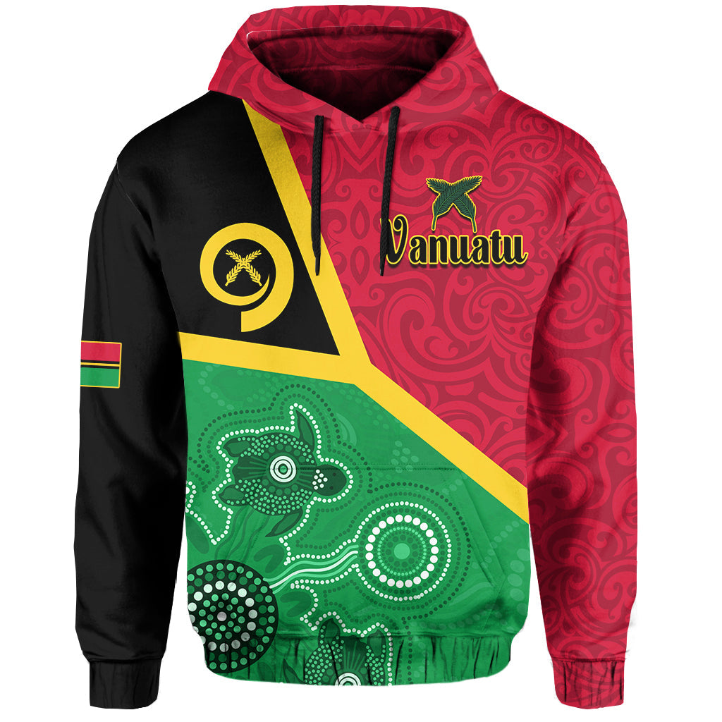 Vanuatu Hoodie Aboriginal Turtle Mix Sand Drawing LT13 Hoodie XS Red - Polynesian Pride