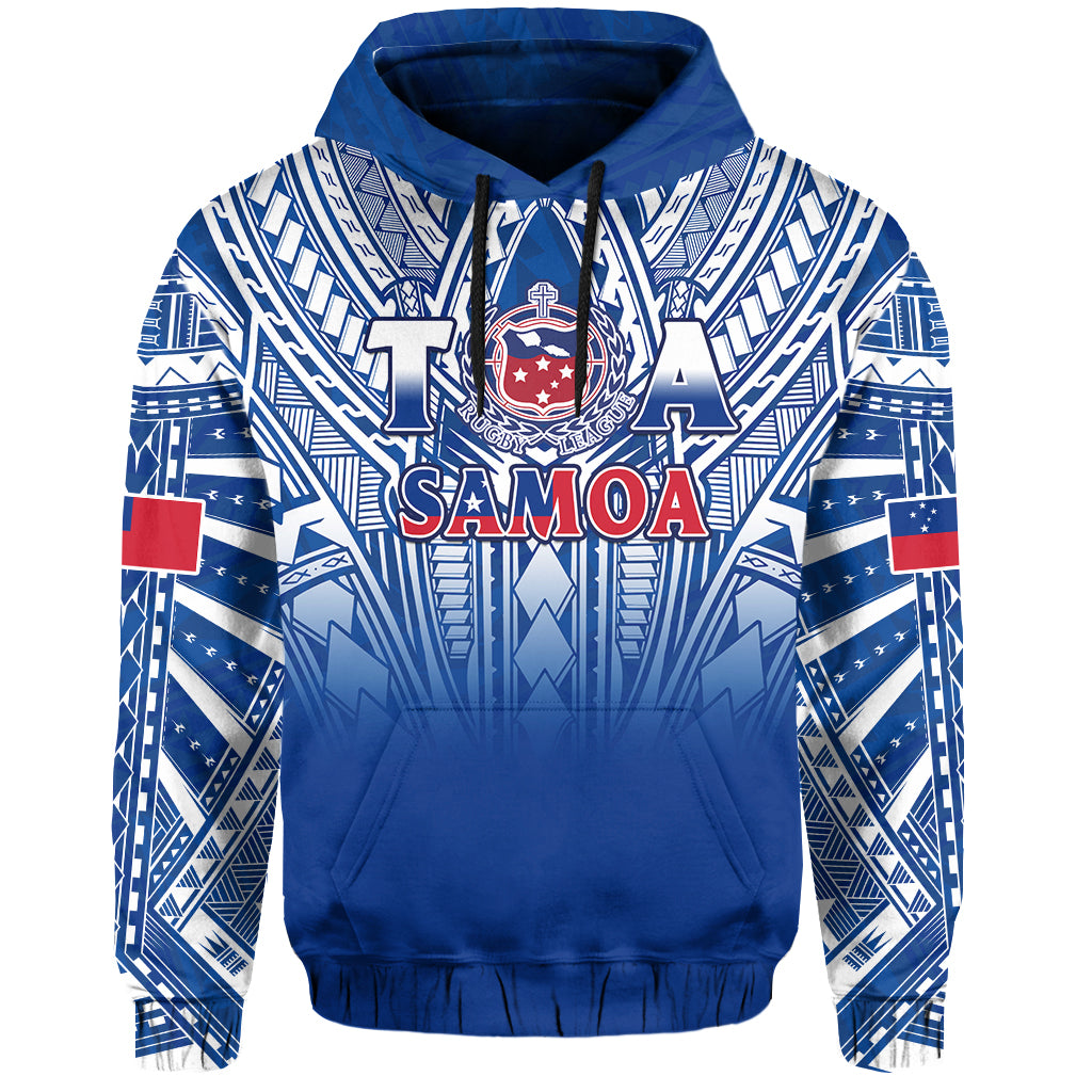 Samoa Rugby Hoodie Toa Samoa Polynesian Pacific Navy Version LT14 Pullover Hoodie Blue - Polynesian Pride