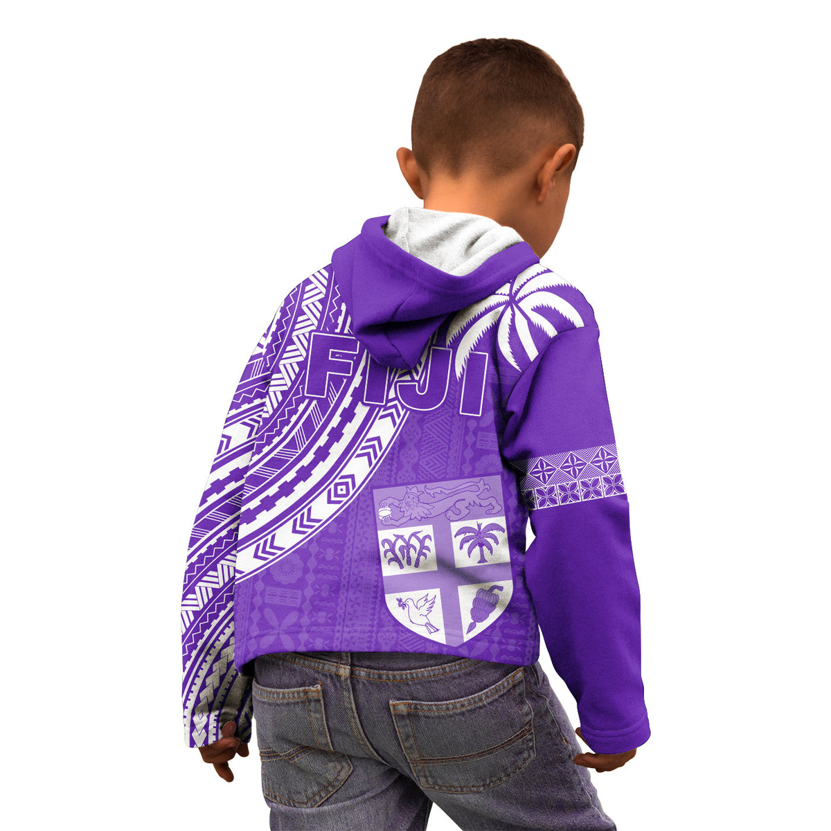 Fiji Rugby Sevens Hoodie KID Fijian 7s Tapa Polynesian Purple LT13 - Polynesian Pride