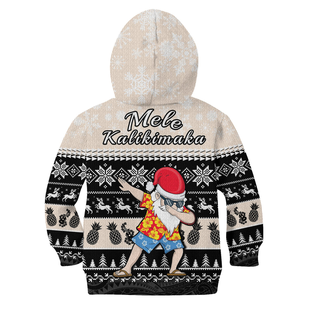 Hawaii Mele Kalikimaka Hoodie KID Dabbing Santa Black Merry Christmas LT14 - Polynesian Pride