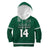 (Custom Text And Number) Hawaii Football Hoodie KID Kakau Rainbow Warriors Helmet Go Bows LT14 Green - Polynesian Pride